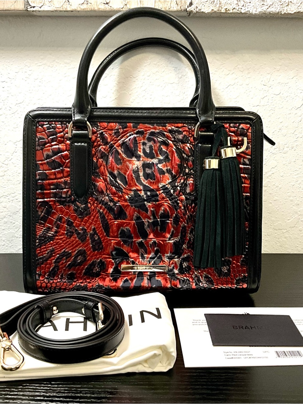 Brahmin Cami RED LEOPARDESS Satchel Crossbody Shoulder Bag W/EYES